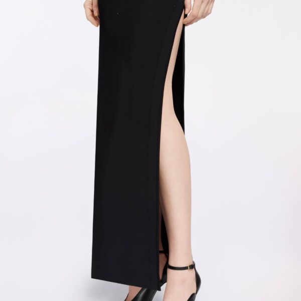 Elie Saab Embellished Knit Long Dress in Black featuring  – Luxury Designer Fashion at Coveti.