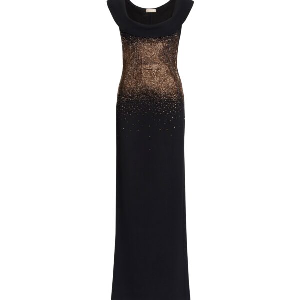 Elie Saab Embellished Knit Long Dress in Black featuring  – Luxury Designer Fashion at Coveti.