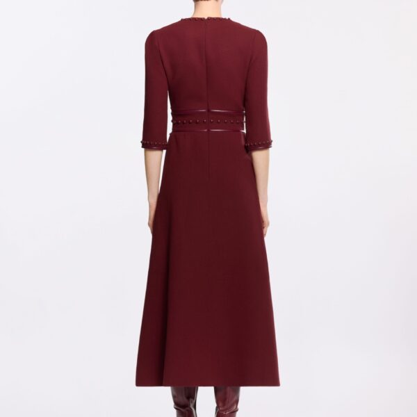 Elie Saab Embellished Wool Midi Dress in Red featuring  – Luxury Designer Fashion at Coveti.