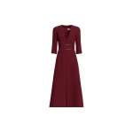 Elie Saab Embellished Wool Midi Dress in Red featuring  – Luxury Designer Fashion at Coveti.