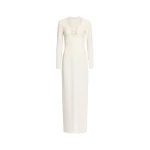 Elie Saab Embroidered Cady Dress in White featuring  – Luxury Designer Fashion at Coveti.