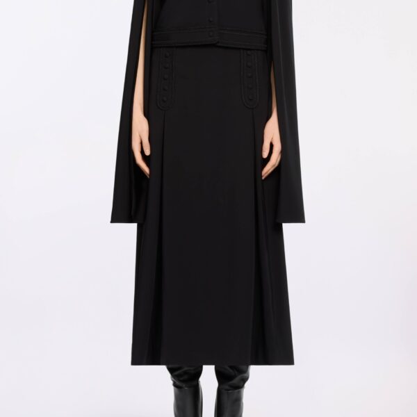 Elie Saab Embroidered Cady Midi Skirt in Black featuring  – Luxury Designer Fashion at Coveti.