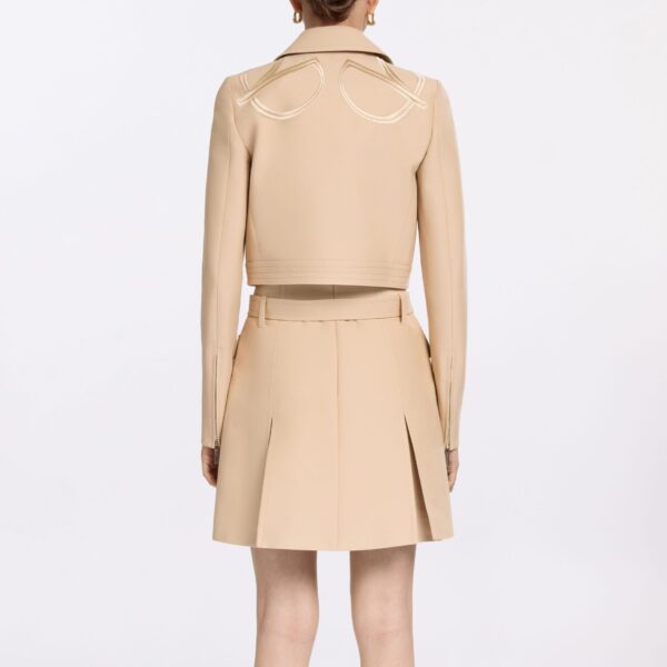 Elie Saab Embroidered Gabardine Jacket in Beige featuring  – Luxury Designer Fashion at Coveti.