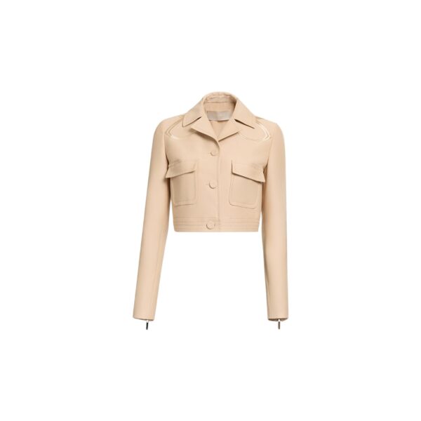 Elie Saab Embroidered Gabardine Jacket in Beige featuring  – Luxury Designer Fashion at Coveti.