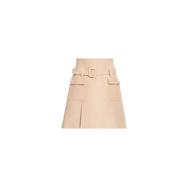 Elie Saab Embroidered Gabardine Short Skirt in Beige featuring  – Luxury Designer Fashion at Coveti.
