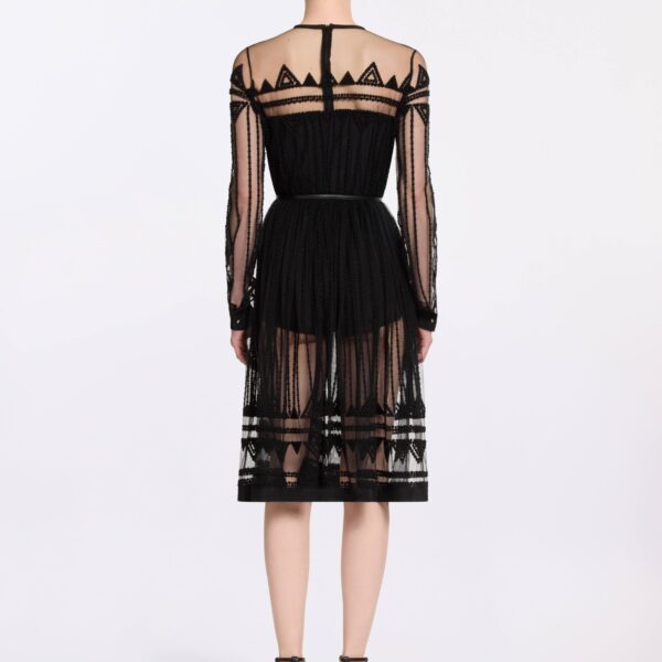 Elie Saab Embroidered Tulle Midi Dress in Black featuring  – Luxury Designer Fashion at Coveti.