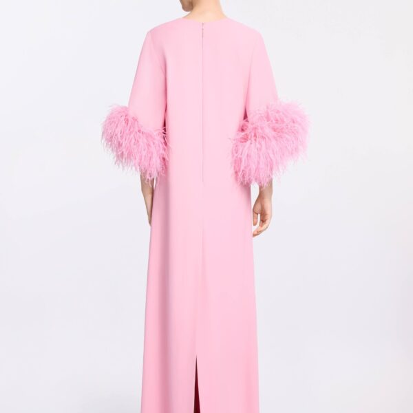 Elie Saab Feather Trimmed Kaftan in Pink featuring  – Luxury Designer Fashion at Coveti.