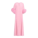 Elie Saab Feather Trimmed Kaftan in Pink featuring  – Luxury Designer Fashion at Coveti.
