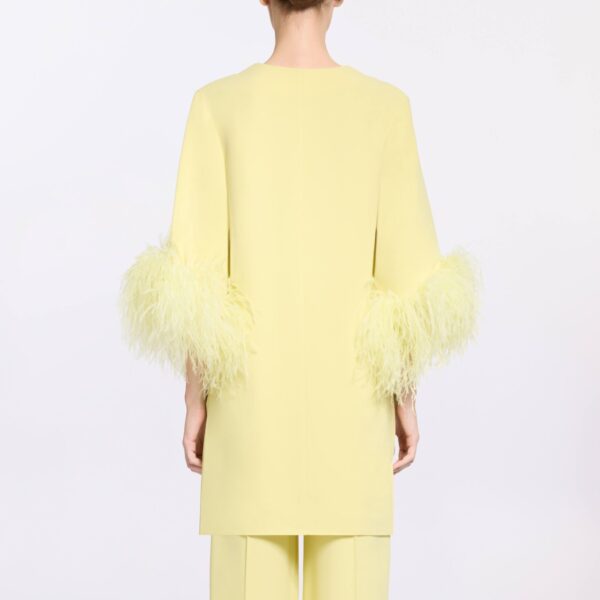 Elie Saab Feather Trimmed Top in Yellow featuring  – Luxury Designer Fashion at Coveti.