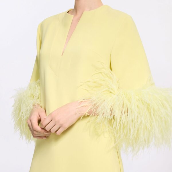 Elie Saab Feather Trimmed Top in Yellow featuring  – Luxury Designer Fashion at Coveti.