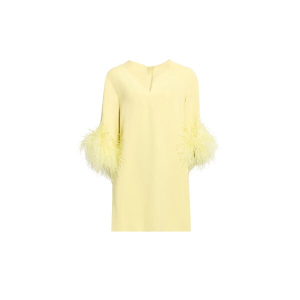 Elie Saab Feather Trimmed Top in Yellow featuring  – Luxury Designer Fashion at Coveti.