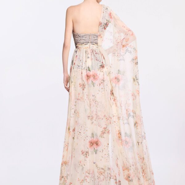 Elie Saab Floral Print Long Dress in Multicolour featuring  – Luxury Designer Fashion at Coveti.