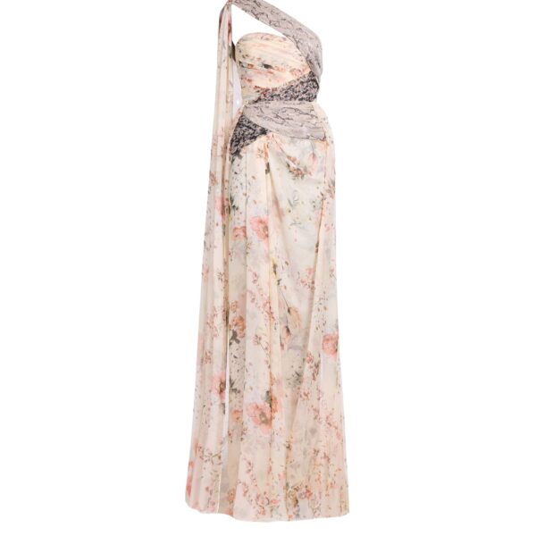 Elie Saab Floral Print Long Dress in Multicolour featuring  – Luxury Designer Fashion at Coveti.