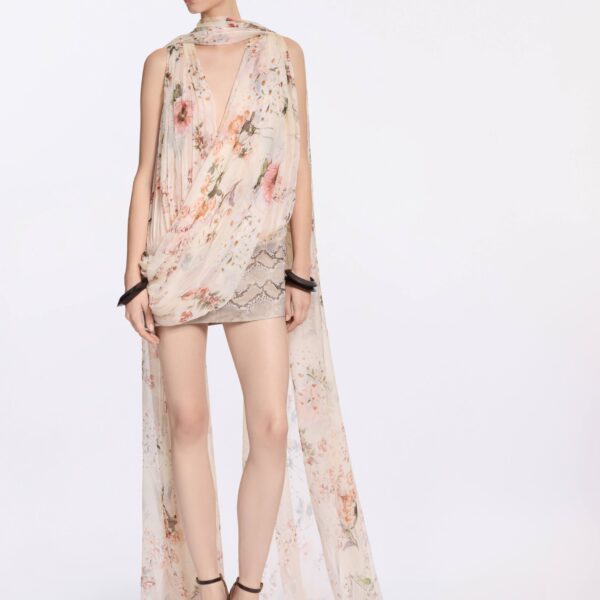 Elie Saab Floral Print Short Dress in Multicolour featuring  – Luxury Designer Fashion at Coveti.