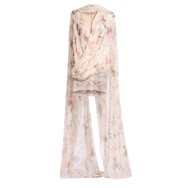 Elie Saab Floral Print Short Dress in Multicolour featuring  – Luxury Designer Fashion at Coveti.