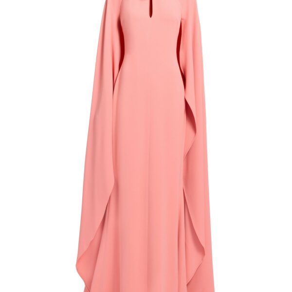 Elie Saab Flower Embellished Cady Dress in Pink featuring  – Luxury Designer Fashion at Coveti.