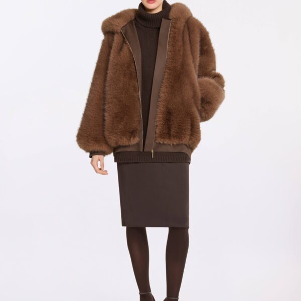 Elie Saab Fur Jacket in Beige featuring  – Luxury Designer Fashion at Coveti.