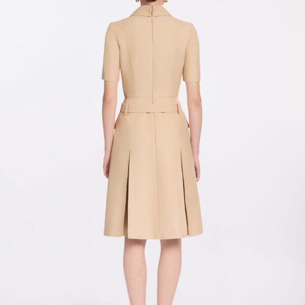 Elie Saab Gabardine Midi Dress in Beige featuring  – Luxury Designer Fashion at Coveti.