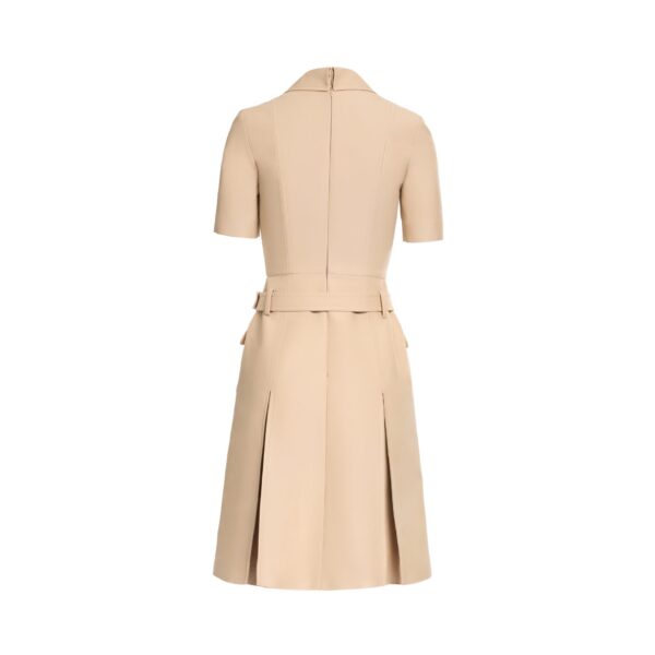 Elie Saab Gabardine Midi Dress in Beige featuring  – Luxury Designer Fashion at Coveti.