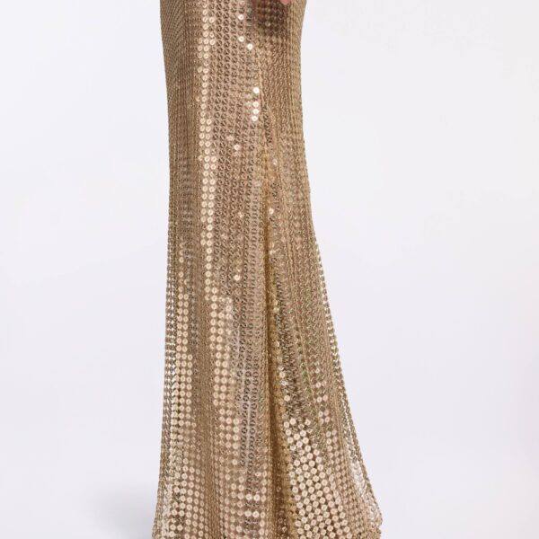 Elie Saab Gold Sequin Long Skirt in Metallic featuring  – Luxury Designer Fashion at Coveti.