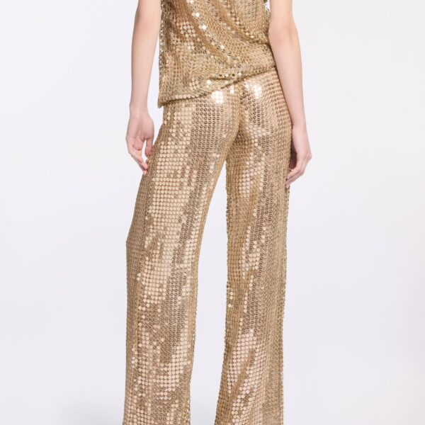 Elie Saab Gold Sequin Pants in Metallic featuring  – Luxury Designer Fashion at Coveti.