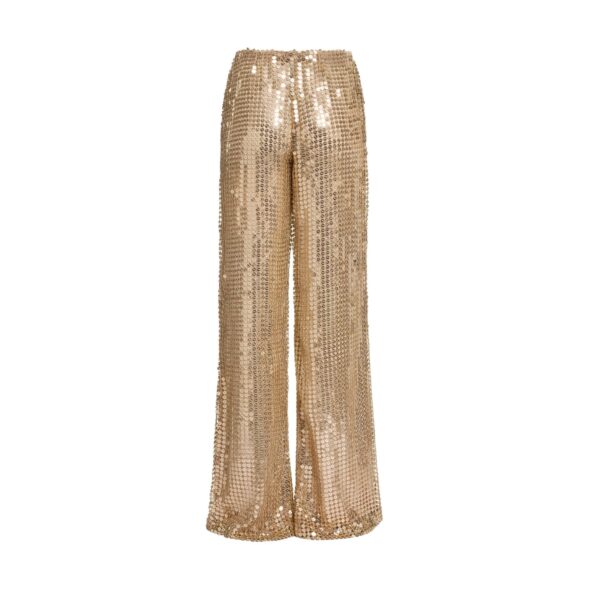 Elie Saab Gold Sequin Pants in Metallic featuring  – Luxury Designer Fashion at Coveti.