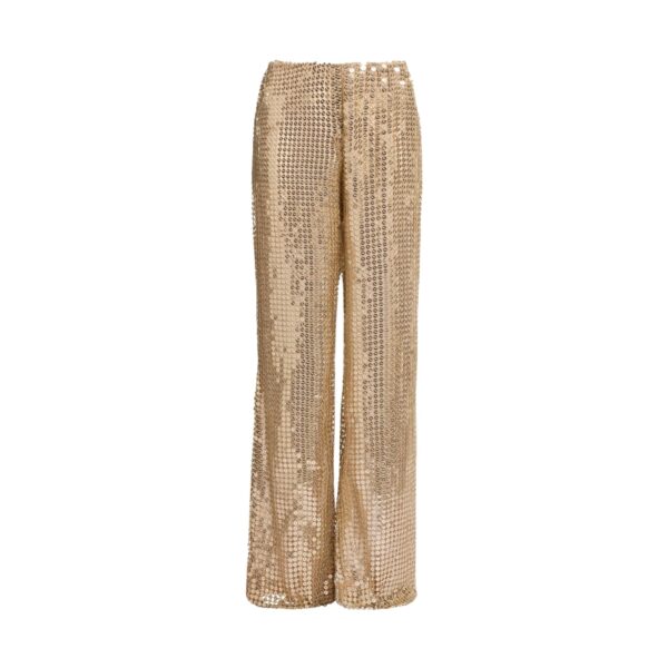 Elie Saab Gold Sequin Pants in Metallic featuring  – Luxury Designer Fashion at Coveti.