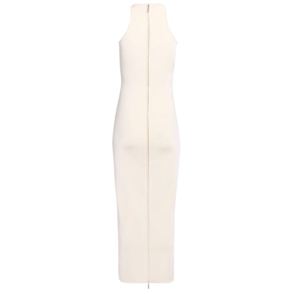 Elie Saab Halter Knit Dress in White featuring  – Luxury Designer Fashion at Coveti.