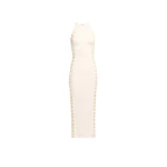 Elie Saab Halter Knit Dress in White featuring  – Luxury Designer Fashion at Coveti.