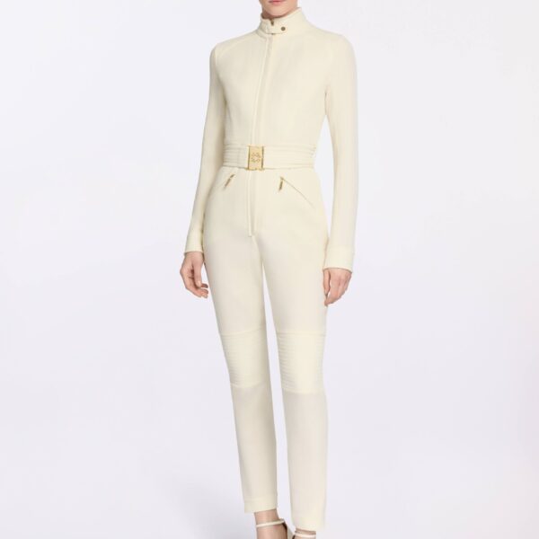 Elie Saab High Neck Jumpsuit in White featuring  – Luxury Designer Fashion at Coveti.