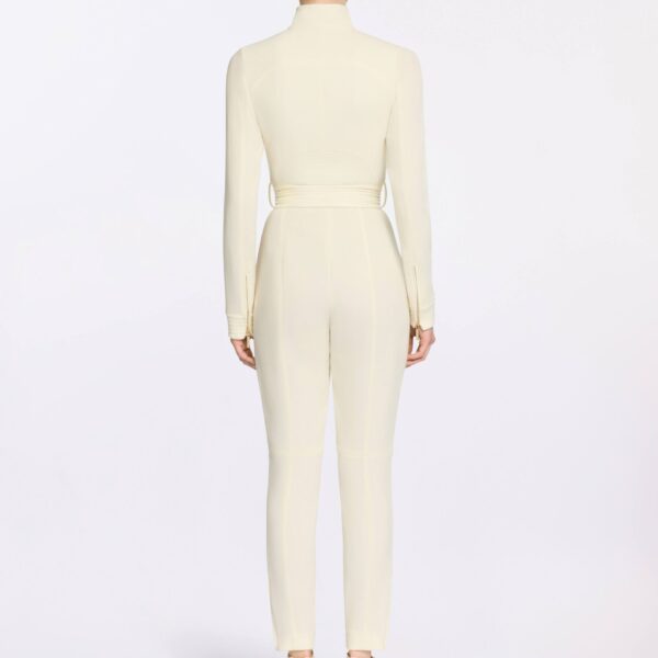 Elie Saab High Neck Jumpsuit in White featuring  – Luxury Designer Fashion at Coveti.