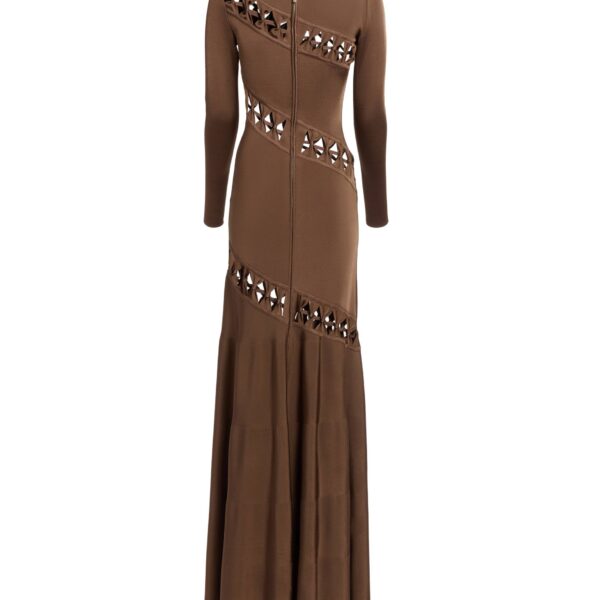 Elie Saab Interlaced Knit Dress in Beige featuring  – Luxury Designer Fashion at Coveti.