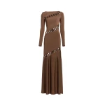 Elie Saab Interlaced Knit Dress in Beige featuring  – Luxury Designer Fashion at Coveti.
