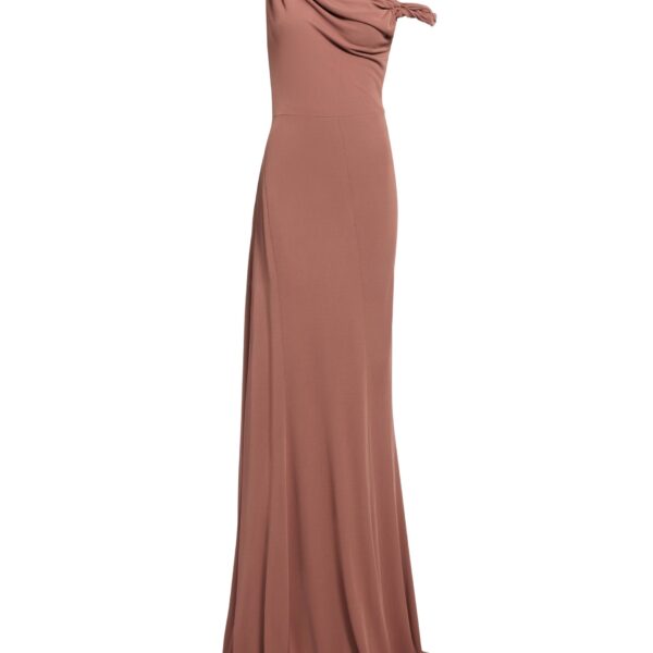 Elie Saab Jersey Long Dress in Beige featuring  – Luxury Designer Fashion at Coveti.