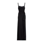 Elie Saab Jersey Satin Dress in Black featuring  – Luxury Designer Fashion at Coveti.