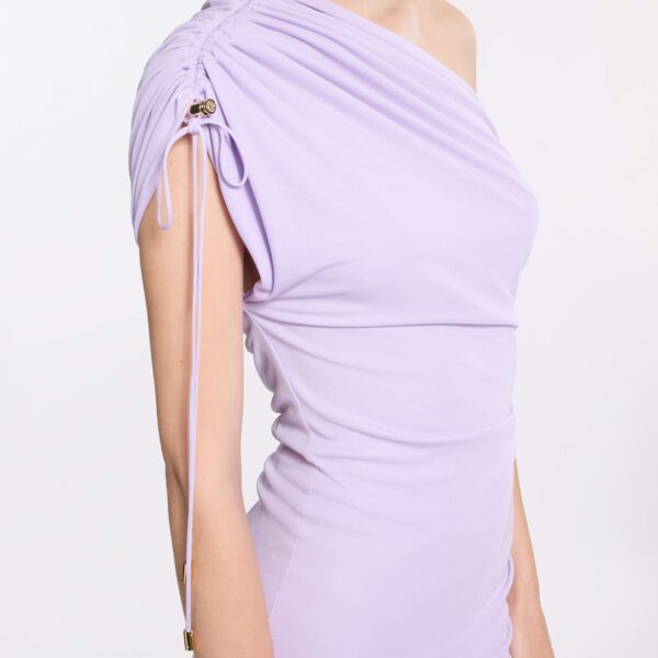 Elie Saab Jersey Short Dress in Purple featuring  – Luxury Designer Fashion at Coveti.
