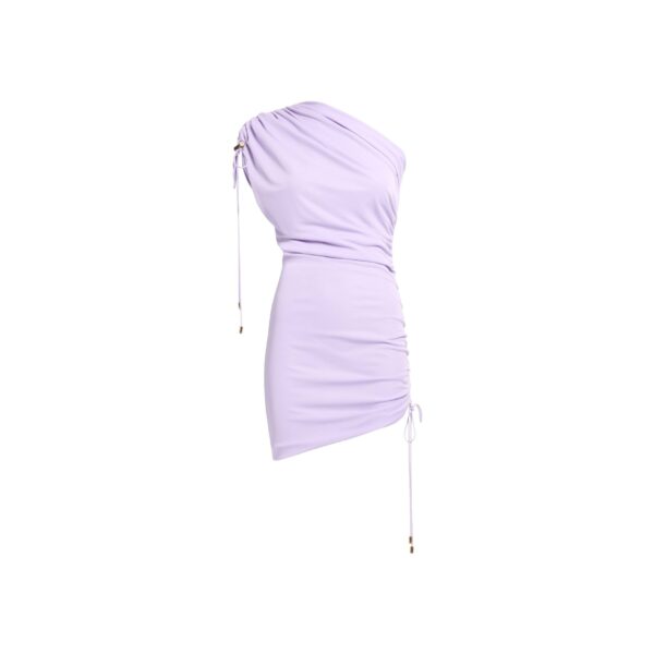 Elie Saab Jersey Short Dress in Purple featuring  – Luxury Designer Fashion at Coveti.
