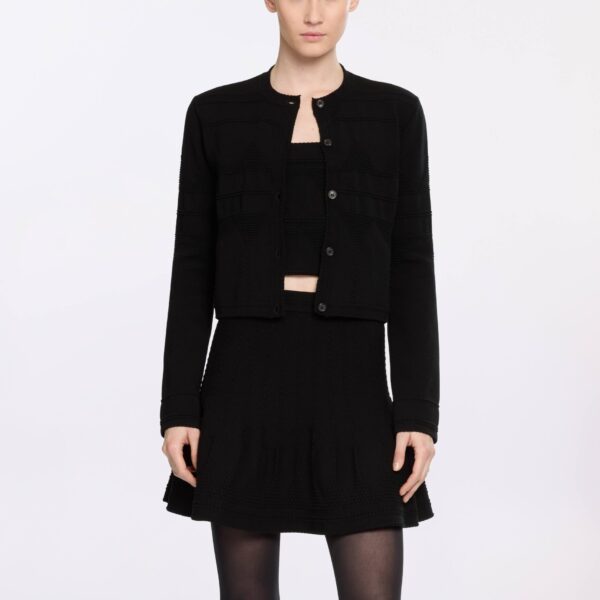 Elie Saab Knit Jacket in Black featuring  – Luxury Designer Fashion at Coveti.