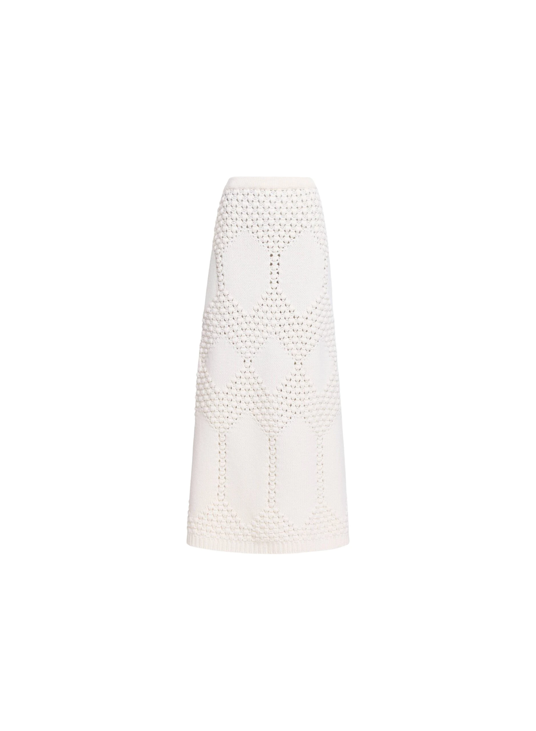 Elie Saab Knit Midi Skirt in White featuring  – Luxury Designer Fashion at Coveti.
