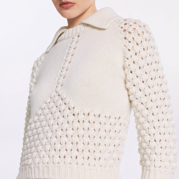 Elie Saab Knit Polo in White featuring  – Luxury Designer Fashion at Coveti.