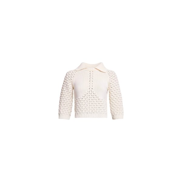 Elie Saab Knit Polo in White featuring  – Luxury Designer Fashion at Coveti.