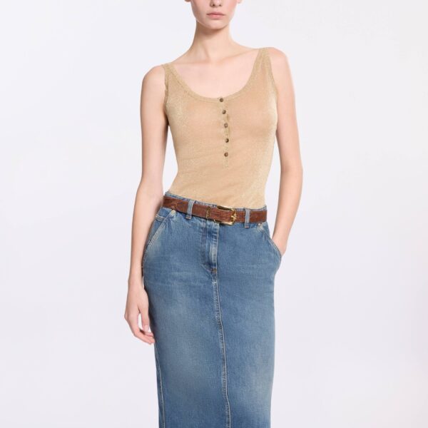 Elie Saab Knit Top in Metallic featuring  – Luxury Designer Fashion at Coveti.