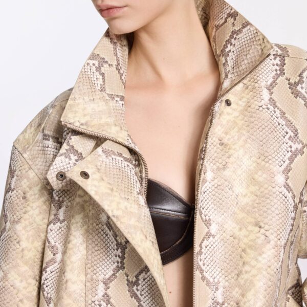 Elie Saab Leather Bomber Jacket in Multicolour featuring  – Luxury Designer Fashion at Coveti.