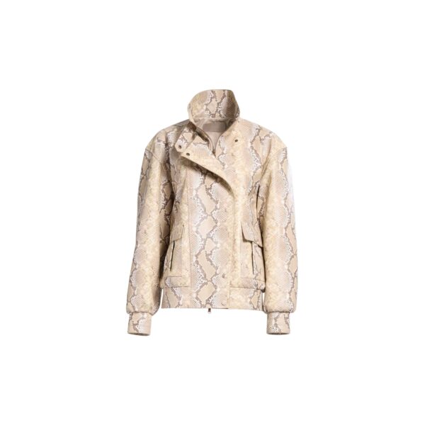 Elie Saab Leather Bomber Jacket in Multicolour featuring  – Luxury Designer Fashion at Coveti.
