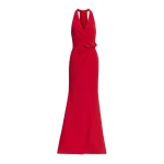 Elie Saab Long Cady Dress with Bow Detail in Red featuring  – Luxury Designer Fashion at Coveti.