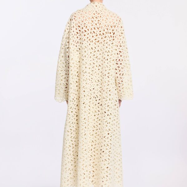 Elie Saab Macramé Coat in White featuring  – Luxury Designer Fashion at Coveti.