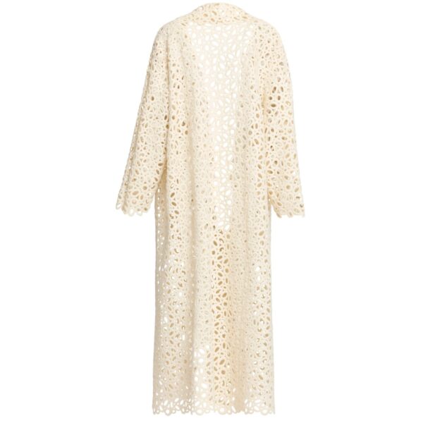 Elie Saab Macramé Coat in White featuring  – Luxury Designer Fashion at Coveti.