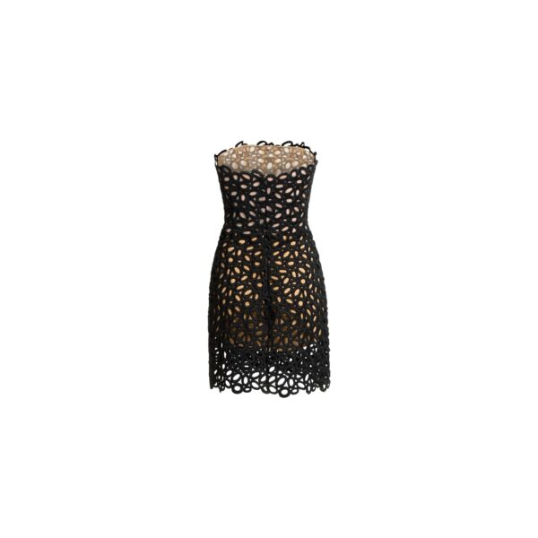 Elie Saab Macramé Short Dress in Black featuring  – Luxury Designer Fashion at Coveti.