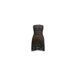 Elie Saab Macramé Short Dress in Black featuring  – Luxury Designer Fashion at Coveti.