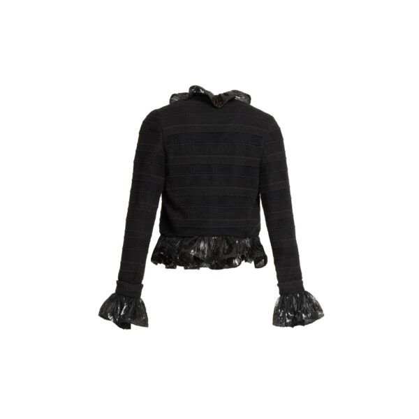 Elie Saab Macramé and Sequin Jacket in Black featuring  – Luxury Designer Fashion at Coveti.